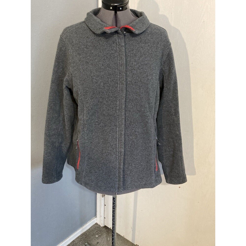 Land's End gray fleece zip up jacket high neck with pockets women's size 16W-18W
